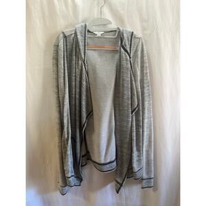 Lucky Lotus by Lucky Brand Gray Contrast Stitch Open Cardigan – Size Med
